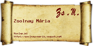 Zsolnay Mária névjegykártya