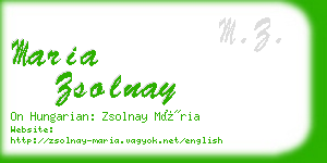 maria zsolnay business card